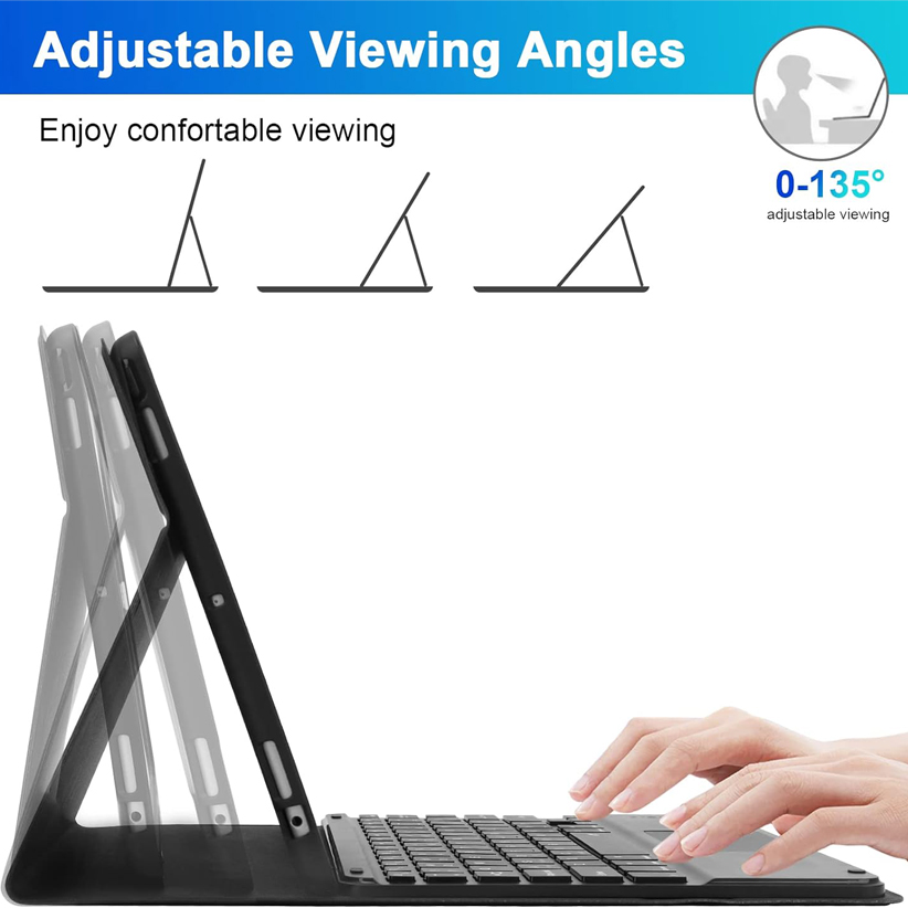 2024 New iPad Bluetooth Keyboard Case  with Pencil Holder,Detachable wireless iPad keybaord